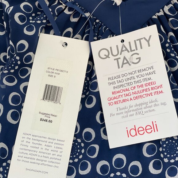 ADAM ADAM LIPPES 100% Silk Navy & White Designer Dress size S Orig.$345 NWT - Picture 8 of 12